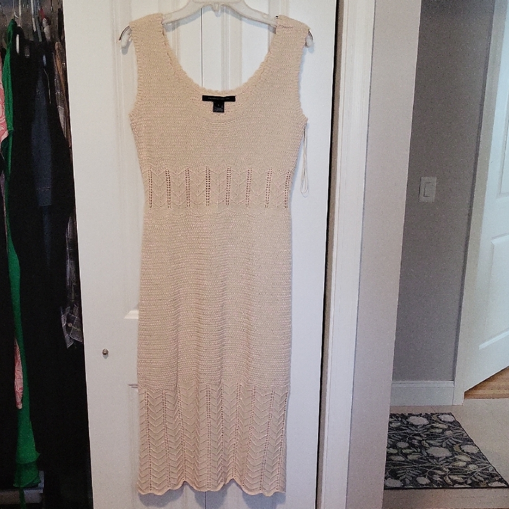 Chic Cream Knit Midi Dress